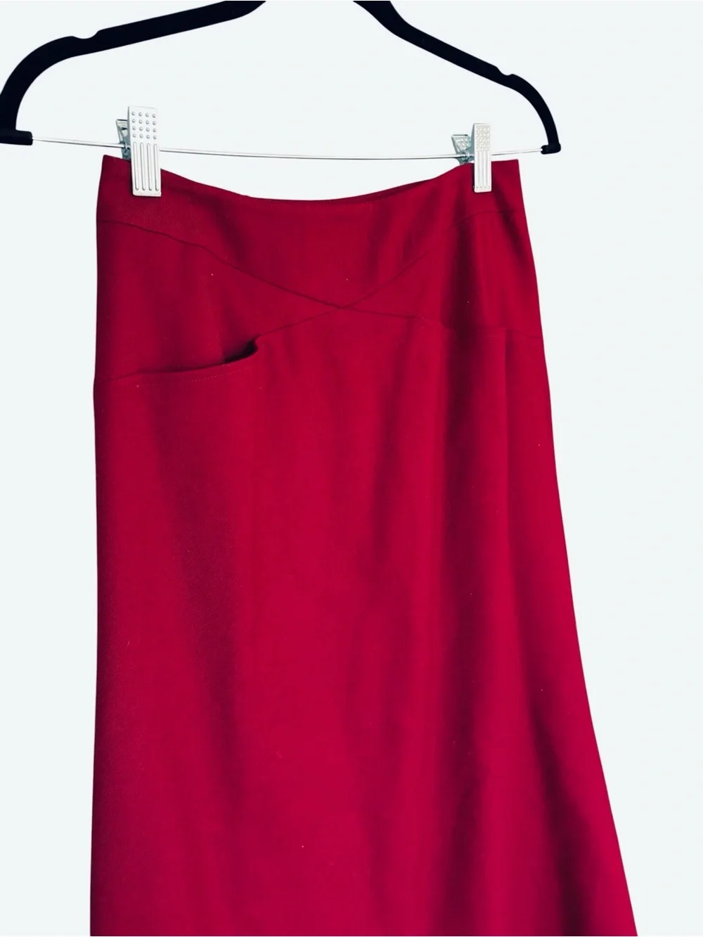 Vintage Chloé Martha Boutique Burgundy Wool Midi Skirt Made in France Size 40